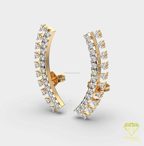 Luxury Double Row Moissanite Diamond Hoop Earrings Rose Gold Earrings For Women - Product Image 3
