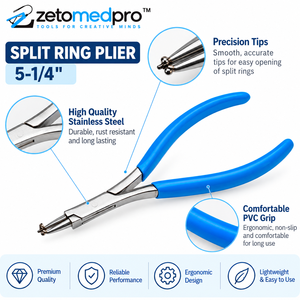 <b>Split</b> <b>Ring</b> Pliers 5-1/4" Stainless Steel PVC Grip Silver Custom Grip Color Jewelry Making <b>Ring</b> Opening Tool ZETOMEDPRO - Product Image 6