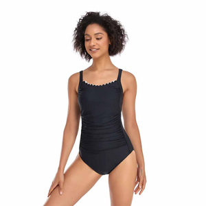 Traje de Baño de Una Pieza para Mujer, Deportivo, Adelgazante, Color Negro, Diseño Paisley, 100% Poliéster - Product Image 5