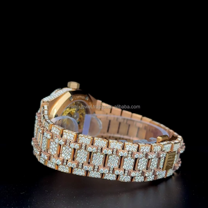 Classic rose gold Diamond tester Certified Moissanite rose Gold <b>automatic</b> Skele-ton watch VVS moissanite Diamond Watch - Product Image 6
