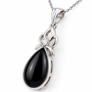 Pendentif en argent onyx noir, collier en onyx noir en forme de larme, pendentif en argent sterling 925, bijoux élégants en pierres précieuses, cadeau pour elle - Product Image 2