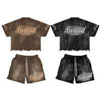 Ensemble décontracté d'été pour homme : T-shirt et short surdimensionnés en coton 100% respirant, effet délavé à l'acide