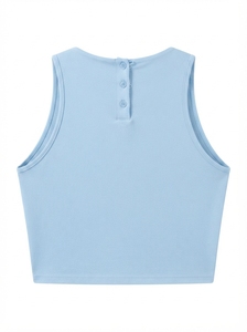 Débardeur de yoga sans couture pour femmes adultes, col rond, sans manches, couleur unie, respirant, vêtements de sport, coupe régulière, spandex, lyocell - Product Image 6