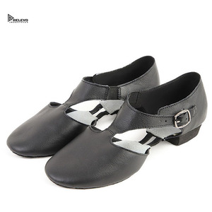 Chaussons de danse professionnels en cuir PU à semelle fendue avec sangle élastique, souples et flexibles, pour la pratique de la danse jazz, vente en gros - Product Image 2