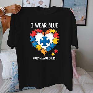Llevo azul conciencia del autismo Camiseta de algodón puro Mujer ajuste cómodo - Product Image 2
