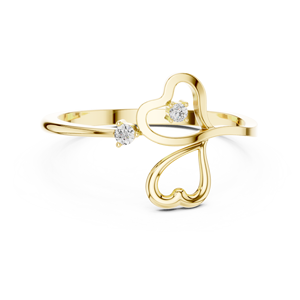 Anillo solitario de oro amarillo macizo de 14k para mujer, con diamante de corte redondo minimalista en forma de hoja, para compromiso, aniversario, regalo de boda - Product Image 1