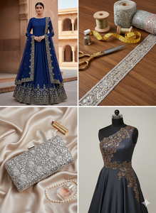 Bordado de Cuentas y Lentejuelas Ecológico de Primera Calidad sobre Tul Fino para Vestidos de Novia de Alta Costura, Románticos, Étnicos y de Lujo - Product Image 3