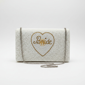 Pochette rectangulaire 9x6 à motif géométrique coloré, faite à la main, perlée, avec fermeture éclair, sac à main de créateur avec bandoulière chaîne, sacs en satin en gros - Product Image 5