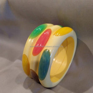 Highly Polished Customized Handcrafted Cufflink Vintage Style Fashion Resin Joint <b>Bangle</b> for Women From India - Product Image 1