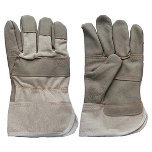 Gants de travail en cuir et coton canadiens de qualité supérieure, anti-vibration, en cuir de vachette grainé renforcé, avec bande de protection dorsale - Product Image 1