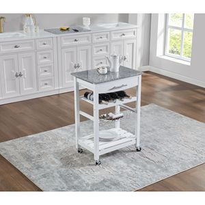 Carrello da Cucina Mobile con Isola, Cassetto e Cesto Portaoggetti Estraibile in Rete - Product Image 5