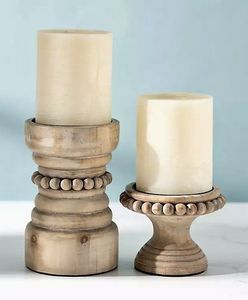 Support de bougie artisanal en bois massif, centre de table rustique décoratif pour la maison, le salon, les mariages et les fêtes - Product Image 3