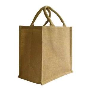 Vente en gros Sac de Shopper en toile de jute uni Grand fourre-tout en toile de jute écologique Sac de plage cadeau réutilisable Sac en jute imprimé personnalisé - Product Image 3