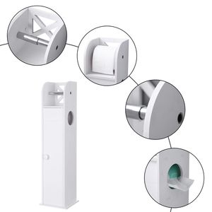 Mensole strette in PVC per bagno, porta carta igienica e asciugamani, 19 x 19 x 77 cm, con porta rotolo - Product Image 3