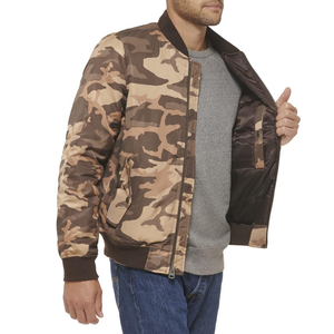 Custom Brown <b>Camo</b> Bomber <b>Jacket</b> Men's Full Zip Ribbed Collar Camouflage Inspired Casual Streetwear Flight Outerwear - Product Image 5