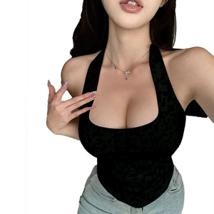 Custom Wholesale <b>Women</b> Halter Neck Tank <b>Top</b> Square Neck <b>Backless</b> Sleeveless Camisole Slim Fit Summer Casual Sexy Streetwear <b>Tops</b> - Product Image 4