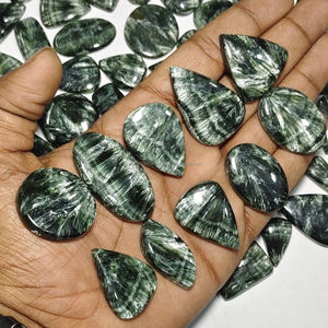 Lote al por mayor de gemas sueltas de serfenita 100% natural, cabujón de grado AAA, verde, formas variadas, gemas finas para fabricación de joyas - Product Image 2