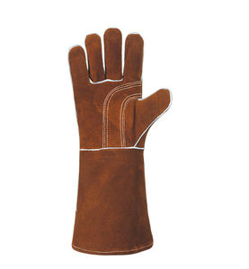 Gants de soudage en cuir fendu noir - Gants de protection longs en cuir de vachette véritable pour le travail et la soudure - Product Image 6