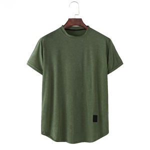 T-shirt décontracté à col rond 100% coton bambou, couleur unie simple, respirant, coupe ample, imprimé, idéal pour le fitness – Meilleur prix - Product Image 4