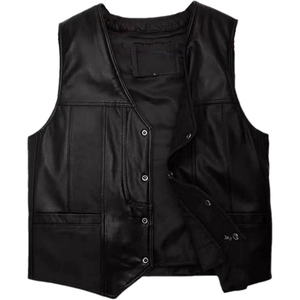 Gilet de motard en cuir PU pour homme, coupe traditionnelle, conçu pour un confort au quotidien et un look moto intemporel et épuré. - Product Image 1
