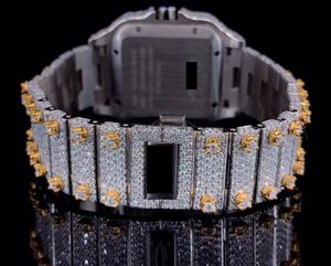 Montre-bracelet de luxe incrustée de diamants, ton or et argent, avec cadran rectangulaire à chiffres romains – Bijou élégant et distinctif - Product Image 4