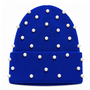 Gorro de Punto Azul con Perlas para Mujer de la Hermandad Zeta Phi Beta, Gorro Casual de Invierno con Letras Griegas Bordadas en Chenilla - Product Image 5
