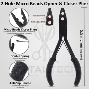 Kit d'outils d'extension capillaire à micro-anneaux de qualité professionnelle : pinces plaquées or, ciseaux, aiguilles à tisser, pinces à cheveux avec étui zippé - Product Image 6