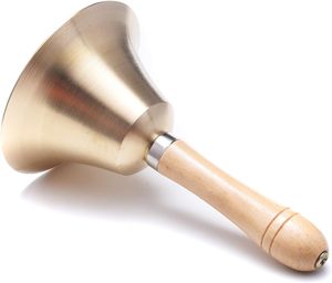 Campana de mano de latón de calidad superior con mango de madera para coordinación de eventos, meditación y control escolar - Product Image 4