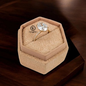 Bague romantique en or massif 10K/14K/18K et argent 925 plaqué rhodium, bague classique, diamant taille ovale certifié IGI, cadeau de fiançailles - Product Image 3