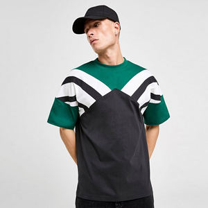 Custom Men's Color Block T Shirt Green Black <b>White</b> Striped Short Sleeve Crew Neck Casual <b>Tee</b> Moisture Wicking Streetwear - Product Image 4