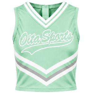 Mint Green Cheer Shirt Sleeveless Sports Team Uniform Top Performance Training Wear Cheer Squad Athletic Apparel - Product Image 1