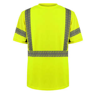 Chemise de travail de sécurité imperméable de classe 2 à manches courtes, bandes réfléchissantes haute visibilité, logo personnalisé, 100% coton, LED Flash - Product Image 4