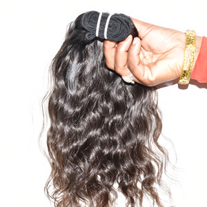 Extensions de cheveux humains indiens vierges non traités pour femmes, ondulés, brillants, couleur naturelle noire, cuticules alignées, double trame machine - Product Image 6