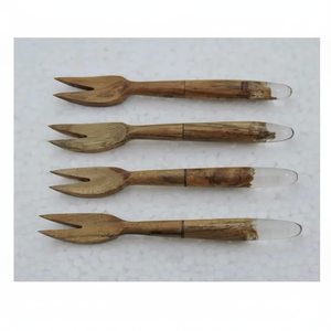 Juego de tenedores de acero inoxidable de moda con mango de resina de madera para ocasiones especiales, eventos, restaurantes, hoteles, juego de cubiertos decorativos. - Product Image 6