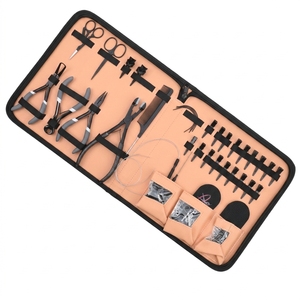 Kit de Accesorios para Extensiones de Cabello: Herramienta Abridora de Micro Anillos, Enhebrador de Lazos para Cabello, Aguja de Gancho para Tirar, Mini Tijeras y Clips - Product Image 1