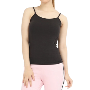 Women's <b>Black</b> Scoop Neck <b>Tank</b> <b>Top</b> Solid Color Casual Breathable <b>Knitted</b> Regular Fit 100% Polyester - Product Image 3
