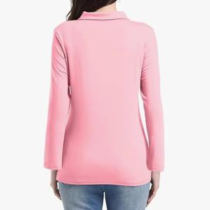 Camiseta de Algodón de Manga Larga para Mujer, Ajustada, Cómoda, Moderna, Informal, para Verano, Oficina, Invierno, con Botones - Product Image 2