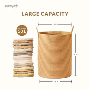 Cotton Rope Laundry <b>Basket</b> <b>Foldable</b> Woven Laundry Hamper with Handles Clothes Toy Blanket Storage <b>Basket</b> for Bedroom Living Room - Product Image 4