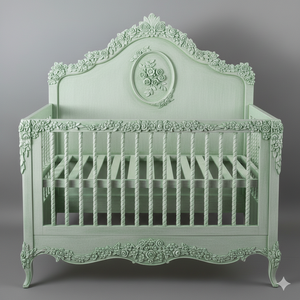 เตียงเด็กอ่อนไม้จริงสไตล์โมเดิร์น ทาสีเขียวมะนาวแบบอีโค่เฟรนด์ลี่ - Product Image 3