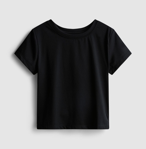 Camiseta de manga corta personalizable para niñas, color sólido, 100% algodón, alta calidad, transpirable, ropa informal de verano para niñas - Product Image 1