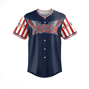 Vente flash - Ensembles de maillots de baseball en sublimation, polyester, col en V, boutons, vêtements de sport pour adultes, maillot de baseball - Product Image 1