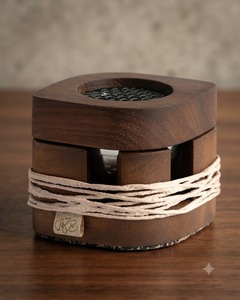 Handmade Wooden <b>Incense</b> Burner Mabkhara Aromatherapy Diffuser with Lid Rope Wrapped <b>Sandalwood</b> Style - Product Image 1