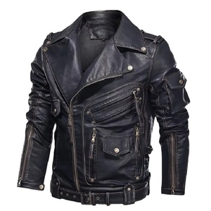 Veste en cuir PU avec col et fermeture éclair pour l'automne, service OEM disponible, veste décontractée élégante pour homme, imperméable, personnalisable - Product Image 1