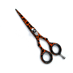 Ciseaux de coiffure professionnels en acier métallique avec revêtement en papier fantaisie et vis réglable pour salon de beauté - Product Image 1