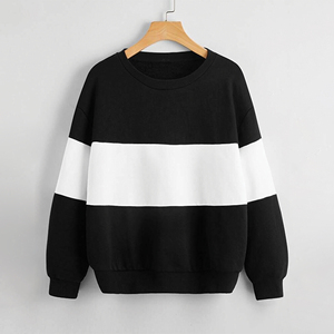 เสื้อสเวตเชิ้ตผู้ชายทรงโอเวอร์ไซส์ คอวี แต่งสีตัดกัน ผ้าถัก สวมใส่สบาย เหมาะสำหรับฤดูหนาว คุณภาพสูง จากผู้ผลิตเสื้อสเวตเชิ้ต - Product Image 1