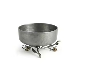 Elegante Tazón de Metal para Servir con Borde Dorado y Base de Hojas, Diseño Glamuroso para Servir Comida en Fiestas, Regalo Decorativo - Product Image 3