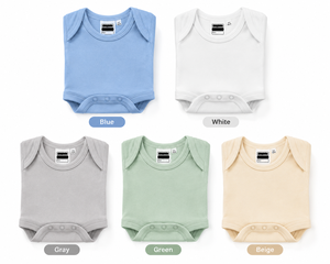 ชุดรอมเปอร์เด็กทารก สีฟ้า แขนสั้น คอกลม ผ้าคอตตอน 100% แบบอินเตอร์ล็อค ติดกระดุมแป๊ก ใส่ได้ทั้งเด็กชายและเด็กหญิง สวมใส่ได้ทุกฤดู - Product Image 6