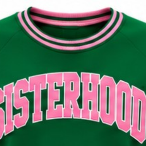 Green Sisterhood Letter Graphic Women <b>Sweatshirt</b> Knitted Rib Crewneck <b>Heart</b> Detail Long Sleeve Casual Pullover Ladies Fashion - Product Image 6