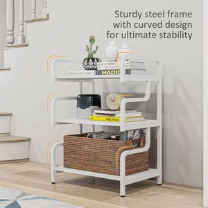 Portaoggetti in Metallo Bianco a 4 Ripiani, Supporto per Stampante a 3 Livelli per Organizzazione Cucina, Scatola per Imballaggio - Product Image 4