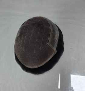 Prothèse capillaire Q6 en cheveux humains 100% naturels, avec dentelle frontale, pour hommes, cheveux indiens Remy, design central, Taz Hair BD - Product Image 6